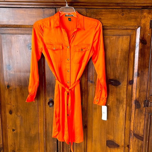 ralph lauren orange maxi dress Lauren Ralph Lauren Sz M-Orange Jersey Sleeveless Slip Maxi Dress  HighNeck/Lined